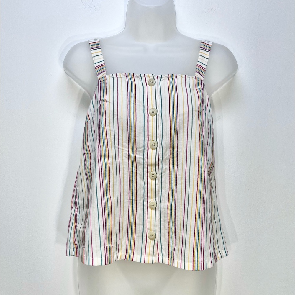 Madewell Cotton Cami w/ Textured Rainbow Stripes Button Front Blouse Size XS - Picture 3 of 11